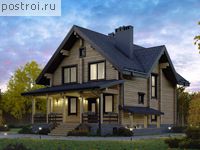 G-244-2D проект двухэтажного деревянного дома из бруса с цоколем и мансардой размером 11 на 10 