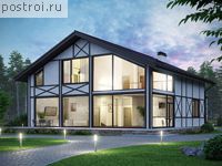 G-262-1P проект одноэтажного дома из пеноблоков с мансардой размером 14 на 13 