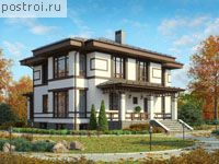 G-300-1P проект двухэтажного коттеджа из пенобетона с подвалом размером 10 на 14 