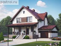 G-302-1P проект двухэтажного коттеджа из пенобетона с подвалом и гаражом размером 15 на 11 