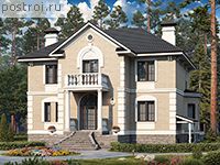 G-358-1P проект трехэтажного коттеджа из газобетона с цоколем и мансардой размером 16 на 12 