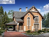 H-123-2K проект двухэтажного дома из кирпича с гаражом размером 13 на 13 