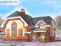 H-138-1D проект одноэтажного деревянного дома из бруса с мансардой размером 9 на 12 