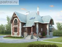 H-174-1P проект одноэтажного дома из пеноблоков с мансардой размером 11 на 11 