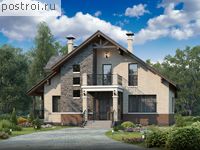 H-180-1P проект одноэтажного дома из пеноблоков с мансардой размером 15 на 11 