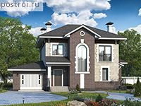 H-185-2P проект двухэтажного коттеджа из газобетона с гаражом размером 15 на 15 