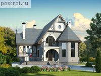 H-256-1P проект двухэтажного коттеджа из пеноблоков с мансардой размером 17 на 13 