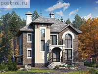 H-259-1P проект двухэтажного коттеджа из пеноблоков с цоколем размером 10 на 14 