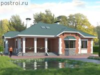 H-262-1P проект одноэтажного дома из газобетона с мансардой размером 14 на 17