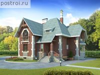 H-270-1P проект двухэтажного дома из пеноблоков с цоколем размером 11 на 11 