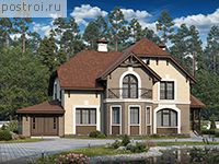 H-309-1P проект двухэтажного коттеджа из пенобетона с мансардой и гаражом размером 12 на 20 