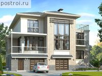 H-413-1P проект трехэтажного дома из газобетона с цоколем и мансардой и гаражом размером 15 на 12