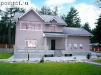 H-419-1P проект двухэтажного дома из газобетона с цоколем и гаражом размером 17 на 12 