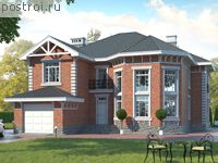 I-266-1K проект двухэтажного дома из кирпича с гаражом размером 20 на 16 