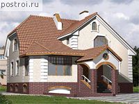 I-279-1P проект двухэтажного дома из пеноблоков с цоколем и мансардой и гаражом размером 10 на 13 