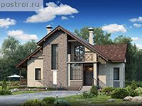 J-175-1P проект одноэтажного дома из пеноблоков с мансардой размером 13 на 12 