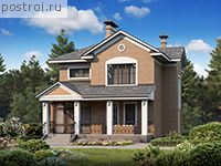 J-183-1P проект одноэтажного дома из пеноблоков с мансардой размером 16 на 11 