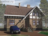 J-256-1K проект двухэтажного коттеджа из кирпича с цоколем размером 12 на 15 