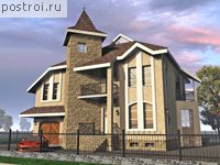 J-324-1K проект двухэтажного дома из кирпича с цоколем и гаражом размером 11 на 13 