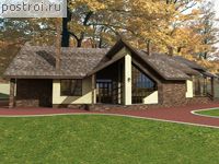 J-328-1K проект одноэтажного дома из кирпича с гаражом размером 14 на 17 