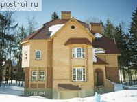 J-336-1K проект двухэтажного дома из кирпича с цоколем и гаражом размером 13 на 13 