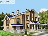 K-207-1P проект двухэтажного дома из пенобетона с гаражом размером 13 на 16 