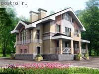 K-259-1P проект двухэтажного коттеджа из пеноблоков с мансардой размером 14 на 15 