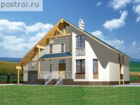 K-277-1P проект двухэтажного дома из пеноблоков с гаражом размером 13 на 14 