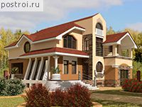 K-278-1P проект двухэтажного дома из пеноблоков с гаражом размером 17 на 18 