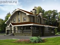 K-356-1P проект двухэтажного дома из пенобетона с цоколем размером 17 на 18 