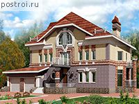 K-587-1P проект двухэтажного дома из газобетона с мансардой и гаражом размером 23 на 24 