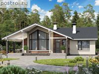 L-120-1P проект одноэтажного коттеджа из пенобетона размером 15 на 12 