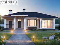 L-127-1P проект одноэтажного коттеджа из газобетона размером 14 на 13 