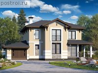 L-156-1P проект двухэтажного коттеджа из пеноблоков с гаражом размером 10 на 14 