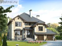 L-414-1P проект двухэтажного дома из газобетона с цоколем и гаражом размером 16 на 14