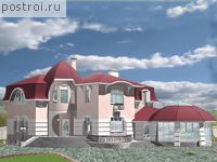 L-457-1P проект двухэтажного дома из газобетона с цоколем и гаражом размером 15 на 13 