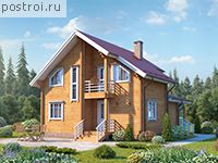 M-116-1D проект одноэтажного деревянного коттеджа из бруса с мансардой размером 10 на 9 