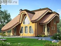 M-142-1D проект одноэтажного деревянного дома из бруса с мансардой размером 11 на 11 