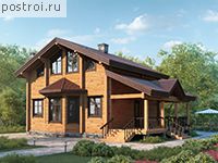 M-143-1D проект одноэтажного деревянного дома из бруса с мансардой размером 9 на 13 