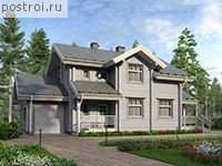 M-177-1D проект одноэтажного деревянного дома из бруса с мансардой и гаражом размером 9 на 15 