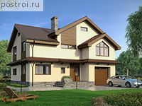 M-184-1P проект двухэтажного дома из пеноблоков с гаражом размером 11 на 12 