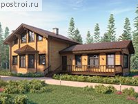 M-185-1D проект одноэтажного деревянного дома из бруса с мансардой размером 9 на 20 