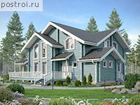 M-192-1D проект одноэтажного деревянного коттеджа из бруса с мансардой размером 11 на 15 