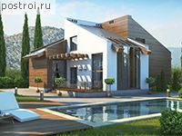 M-196-1K проект одноэтажного коттеджа из кирпича с мансардой размером 14 на 14 