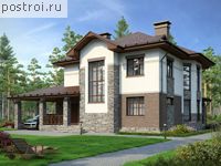 M-199-1K проект двухэтажного коттеджа из кирпича с гаражом размером 14 на 13 