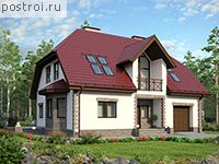 M-199-1P проект двухэтажного коттеджа из пенобетона с гаражом размером 11 на 12 