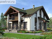 M-229-1K проект одноэтажного коттеджа из кирпича с мансардой размером 15 на 13 