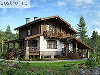 M-264-1K проект двухэтажного дома из кирпича с цоколем и гаражом размером 12 на 17 