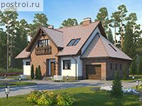 M-271-1P проект одноэтажного дома из пеноблоков с мансардой и гаражом размером 12 на 15 