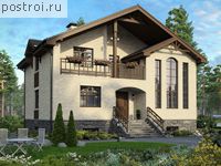 M-280-1P проект двухэтажного дома из пеноблоков с цоколем размером 11 на 13 